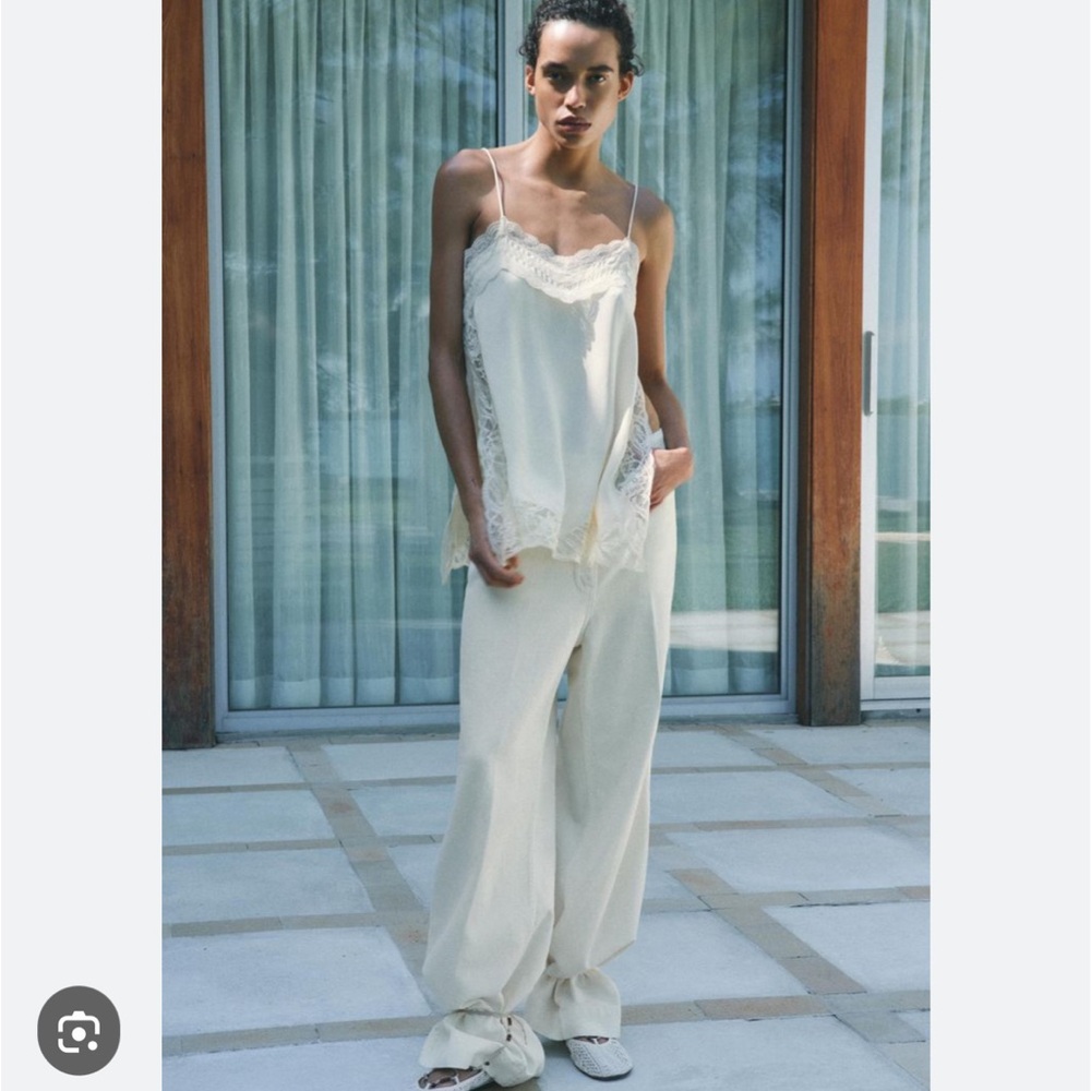 Zara Cream Lace Trim Top